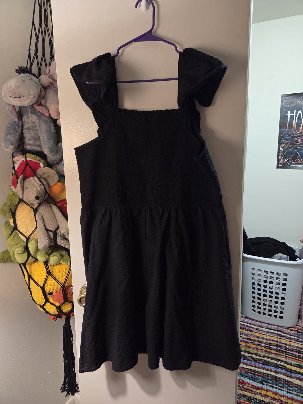 Old Navy Black Ruffle Strap Casual Dress